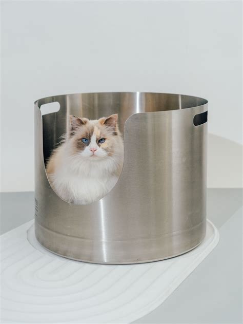 less litter steel box|hooded stainless steel litter box.